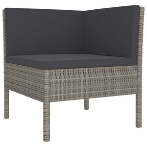 vidaXL 8-piece Garden Lounge Set with Cushions Poly Rattan Grey