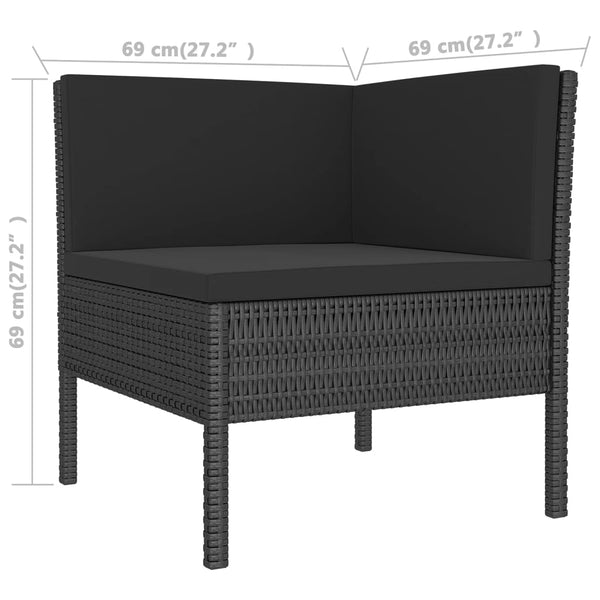 vidaXL 9-piece Garden Lounge Set with Cushions Poly Rattan Black