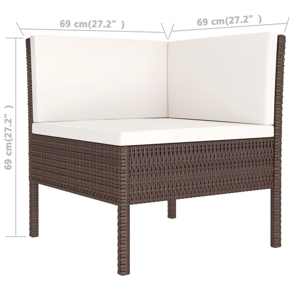 vidaXL 11-pc. Garden Lounge Set with Cushions Poly Rattan Brown