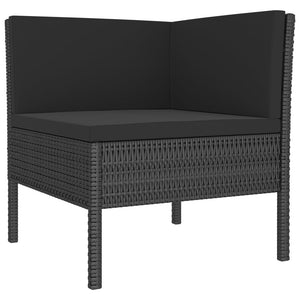 vidaXL 11-Piece Garden Lounge Set with Cushions Poly Rattan Black