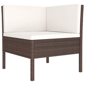 vidaXL 8-piece Garden Lounge Set with Cushions Poly Rattan Brown