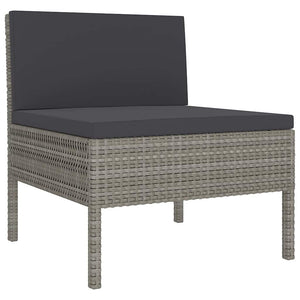 vidaXL 11-pc. Garden Lounge Set with Cushions Poly Rattan Grey