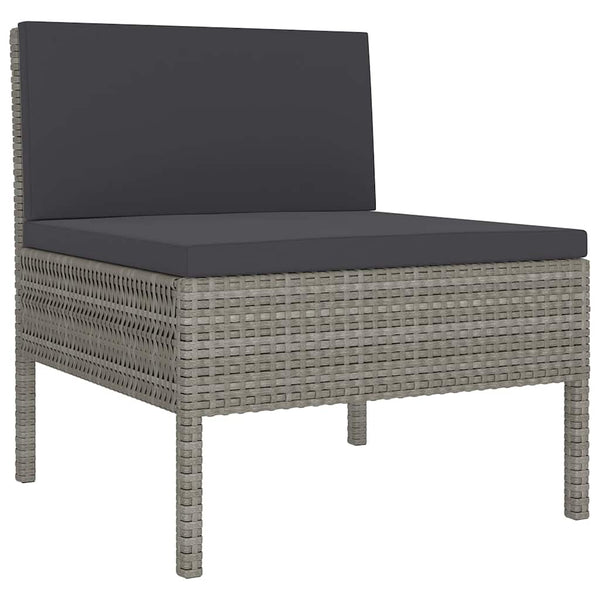vidaXL 11-pc. Garden Lounge Set with Cushions Poly Rattan Grey