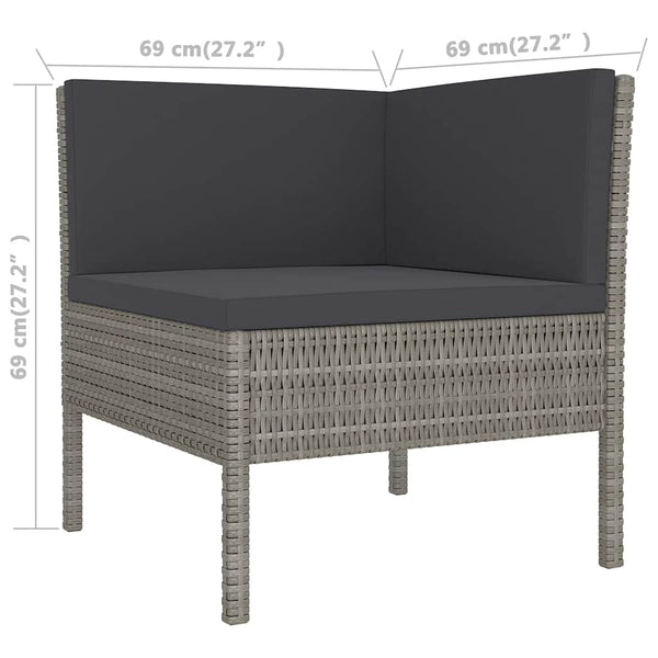 vidaXL 11-pc. Garden Lounge Set with Cushions Poly Rattan Grey
