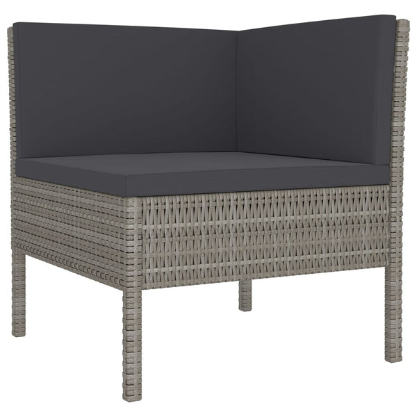vidaXL 11-pc. Garden Lounge Set with Cushions Poly Rattan Grey