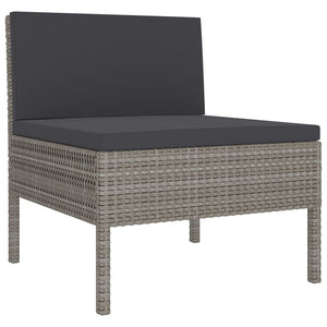 vidaXL 11-pc. Garden Lounge Set with Cushions Poly Rattan Grey