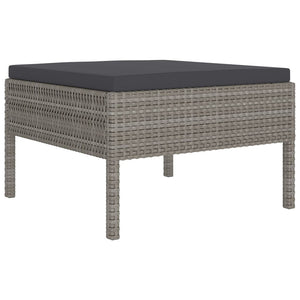 vidaXL 11-pc. Garden Lounge Set with Cushions Poly Rattan Grey