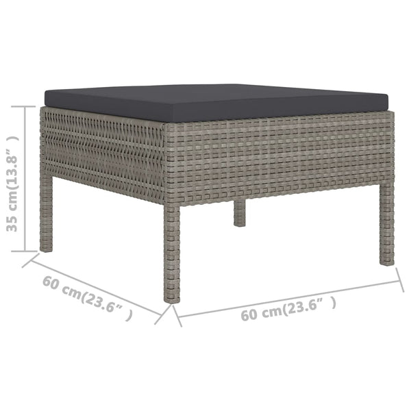 vidaXL 11-pc. Garden Lounge Set with Cushions Poly Rattan Grey