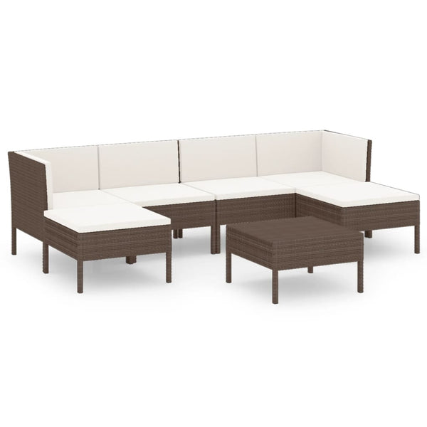 vidaXL 7-piece Garden Lounge Set with Cushions Poly Rattan Brown