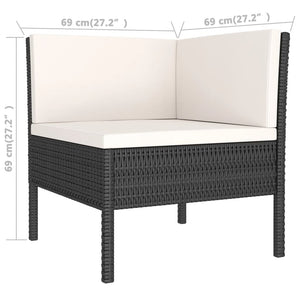 vidaXL 7-Piece Garden Lounge Set with Cushions Poly Rattan Black