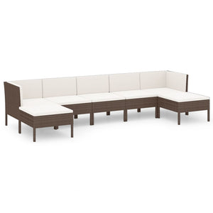 vidaXL 7-piece Garden Lounge Set with Cushions Poly Rattan Brown