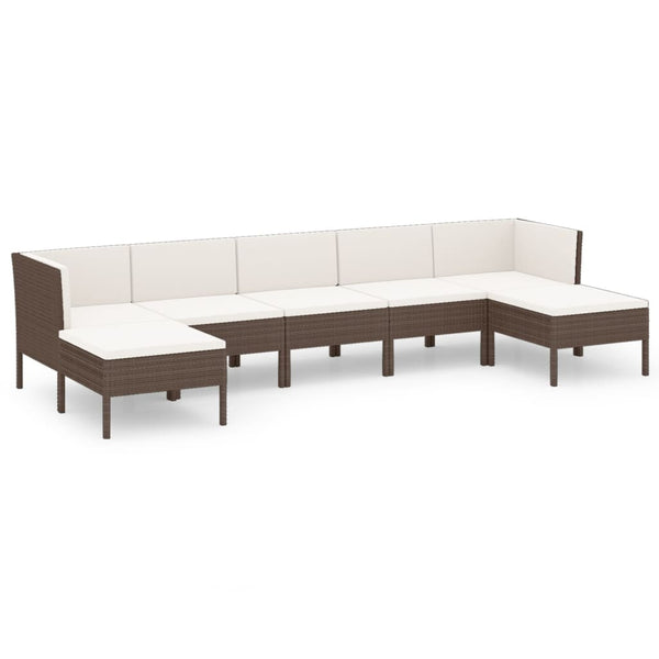 vidaXL 7-piece Garden Lounge Set with Cushions Poly Rattan Brown