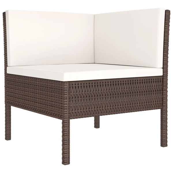 vidaXL 7-piece Garden Lounge Set with Cushions Poly Rattan Brown
