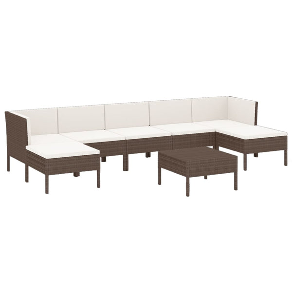 vidaXL 8-piece Garden Lounge Set with Cushions Poly Rattan Brown