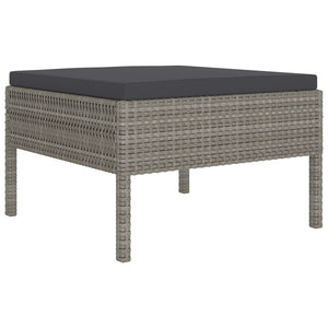 vidaXL 10-pc. Garden Lounge Set with Cushions Poly Rattan Grey