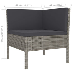 vidaXL 10-pc. Garden Lounge Set with Cushions Poly Rattan Grey