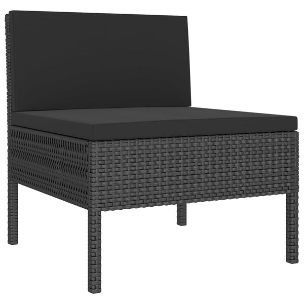 vidaXL 11-Piece Garden Lounge Set with Cushions Poly Rattan Black