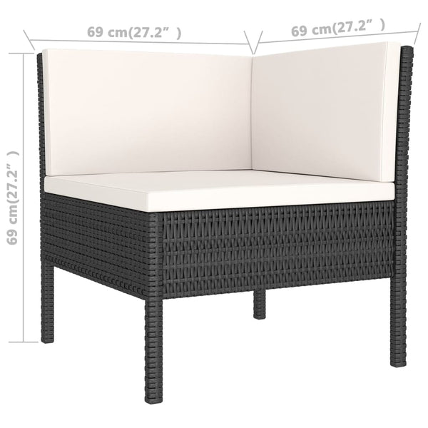 vidaXL 10-piece Garden Lounge Set with Cushions Poly Rattan Black