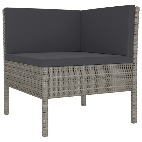 vidaXL 11-pc. Garden Lounge Set with Cushions Poly Rattan Grey