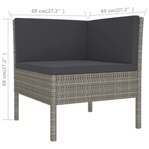 vidaXL 11-pc. Garden Lounge Set with Cushions Poly Rattan Grey