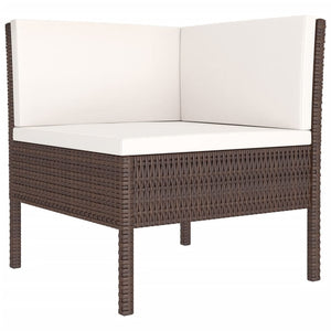 vidaXL 11-pc. Garden Lounge Set with Cushions Poly Rattan Brown