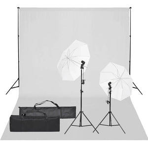 Fotostudio-Set mit Beleuchtung und Hintergrund