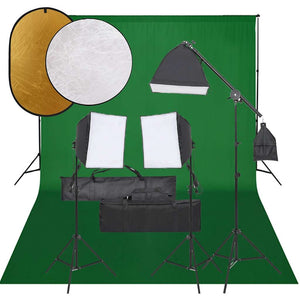 vidaXL Photo Studio Kit with Lights, Background, and Reflector