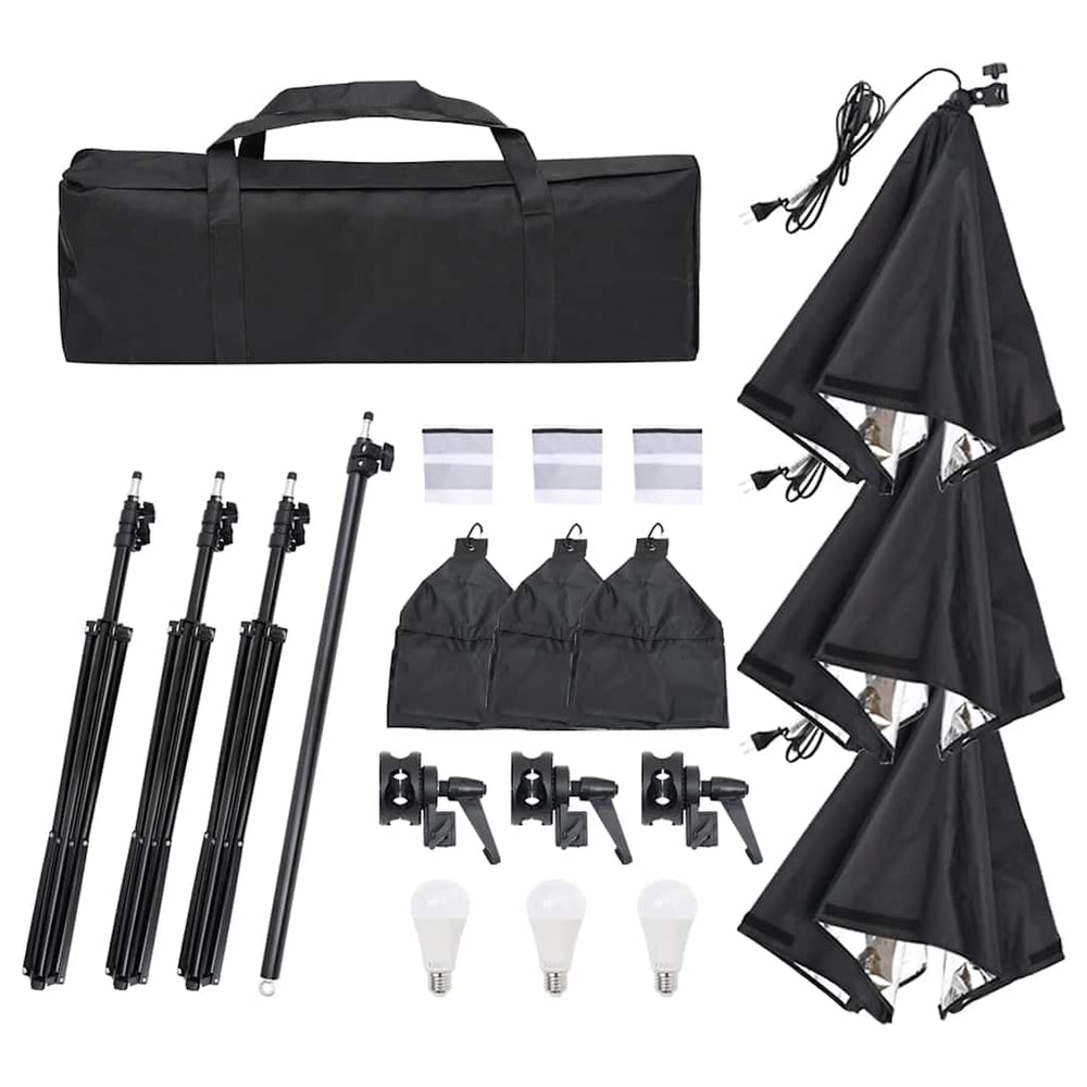 vidaXL Photo Studio Kit with Lights, Background, and Reflector