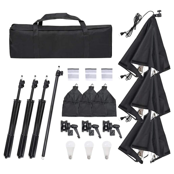 vidaXL Photo Studio Kit with Lights, Background, and Reflector