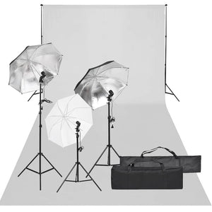 vidaXL Photo Studio Set with Lighting and Backdrop