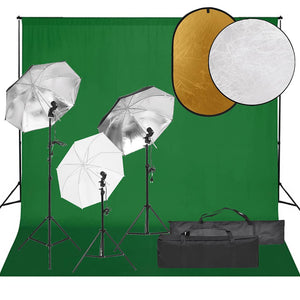 vidaXL Photo Studio Kit with Lights, Background, and Reflector