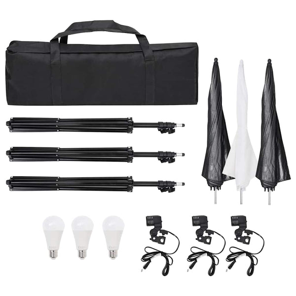 vidaXL Photo Studio Kit with Lights, Background, and Reflector