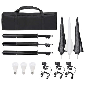 vidaXL Photo Studio Kit with Lights, Background, and Reflector