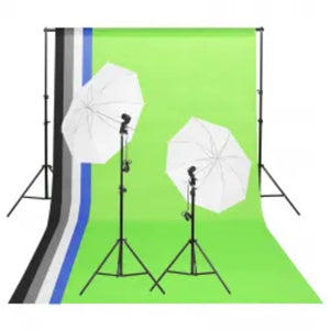 vidaXL Photo Studio Kit with Lights, Background, and Reflector