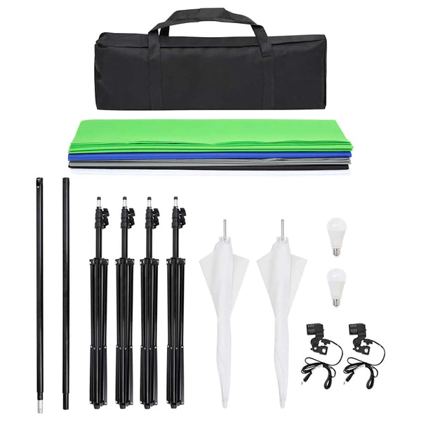 vidaXL Photo Studio Kit with Lights, Background, and Reflector