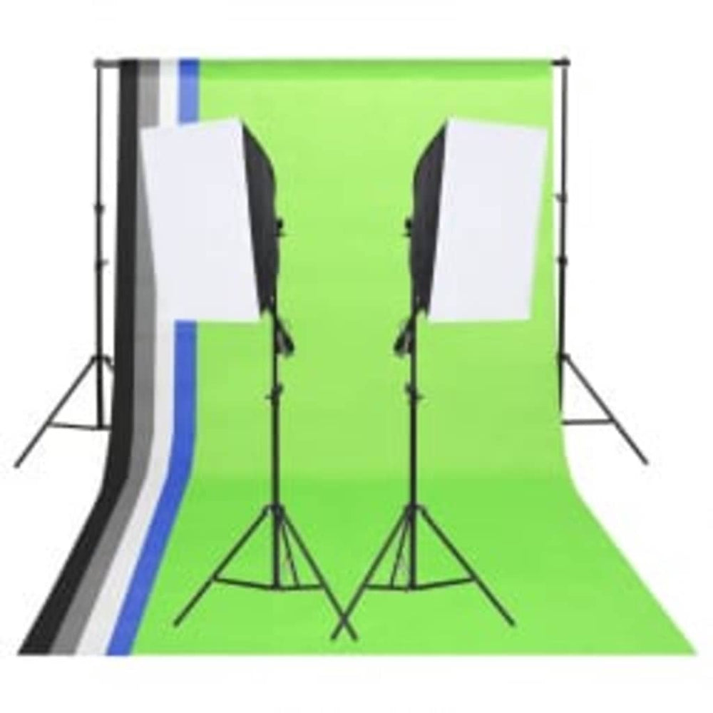vidaXL Photo Studio Kit with Lights, Background, and Reflector