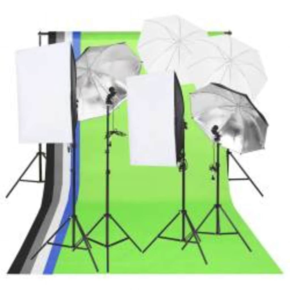 vidaXL Photo Studio Kit with Lights, Background, and Reflector