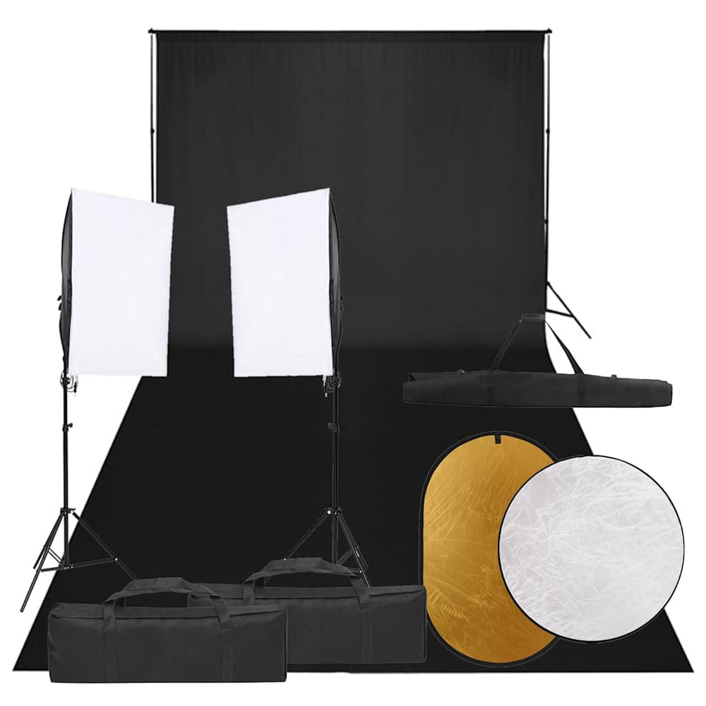 vidaXL Photo Studio Kit with Lights, Background, and Reflector