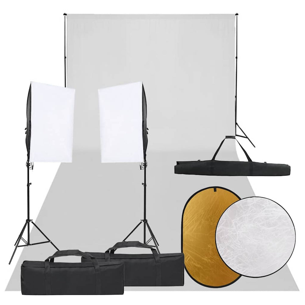 vidaXL Photo Studio Kit with Lights, Background, and Reflector