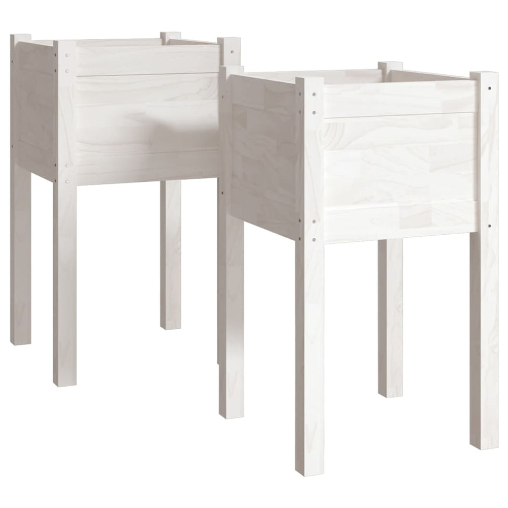 Pflanzkübel 2er Set Weiß 40x40x70cm Kiefer