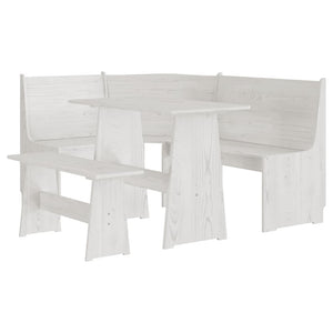 vidaXL 3-Piece Corner Bench Dining Set REINE White Solid Pine Wood