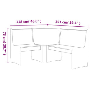 vidaXL 3-Piece Corner Bench Dining Set REINE White Solid Pine Wood