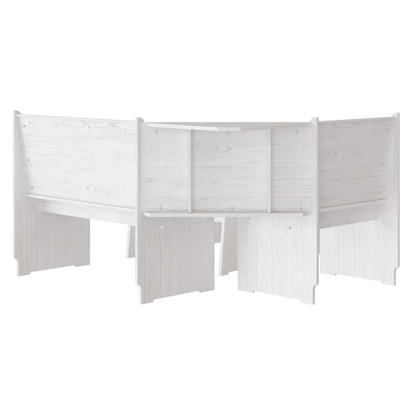 vidaXL 3-Piece Corner Bench Dining Set REINE White Solid Pine Wood