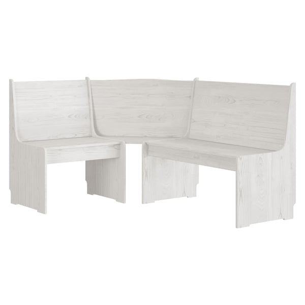 vidaXL 3-Piece Corner Bench Dining Set REINE White Solid Pine Wood