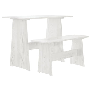 vidaXL 3-Piece Corner Bench Dining Set REINE White Solid Pine Wood