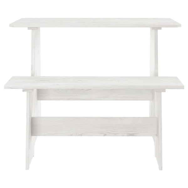 vidaXL 3-Piece Corner Bench Dining Set REINE White Solid Pine Wood