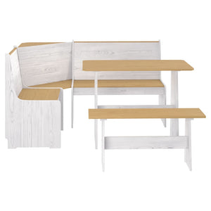 vidaXL 3-Piece Corner Bench Set REINE Honey Brown White Solid Pine Wood