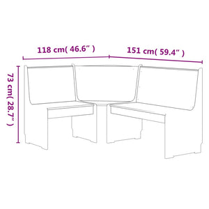 vidaXL 3-Piece Corner Bench Set REINE Honey Brown White Solid Pine Wood