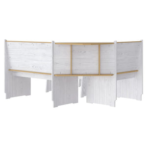 vidaXL 3-Piece Corner Bench Set REINE Honey Brown White Solid Pine Wood