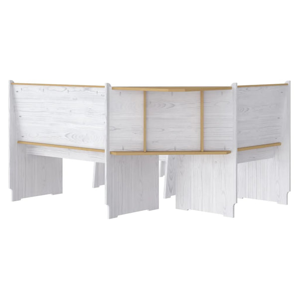vidaXL 3-Piece Corner Bench Set REINE Honey Brown White Solid Pine Wood
